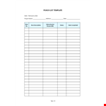 Punch List Template example document template