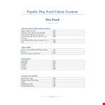 Dog Food Calorie Chart example document template