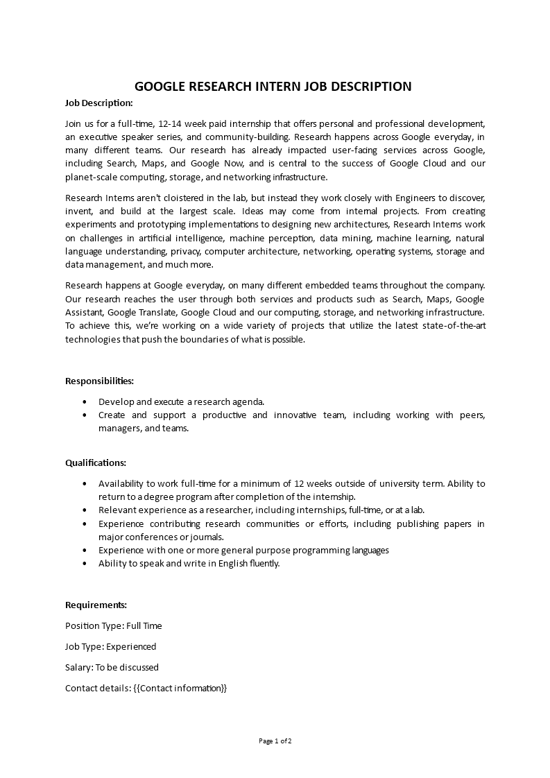 google research intern job description Main Image google research intern job description