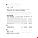 Junior Leadership Award Sample example document template 