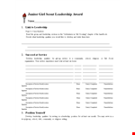 Junior Leadership Award Sample example document template
