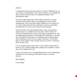 Promotion Letter for Harry - Development as a Valued Member example document template