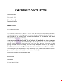 Experienced Cover Letter