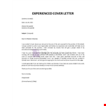 Experienced Cover Letter example document template