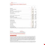 Company Balance Sheet Format | Financials in Millions | Share Information example document template