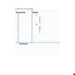 Cornell Notes Template - Streamline Your Note Taking with Columns | Keyword: Cornel example document template