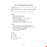 System Administrator Fresher Job Description example document template