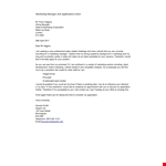 Marketing Manager Job Application: Secure Your Next Role in Marketing & Sales Management example document template