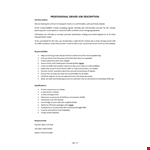Professional Driver Job Description  example document template