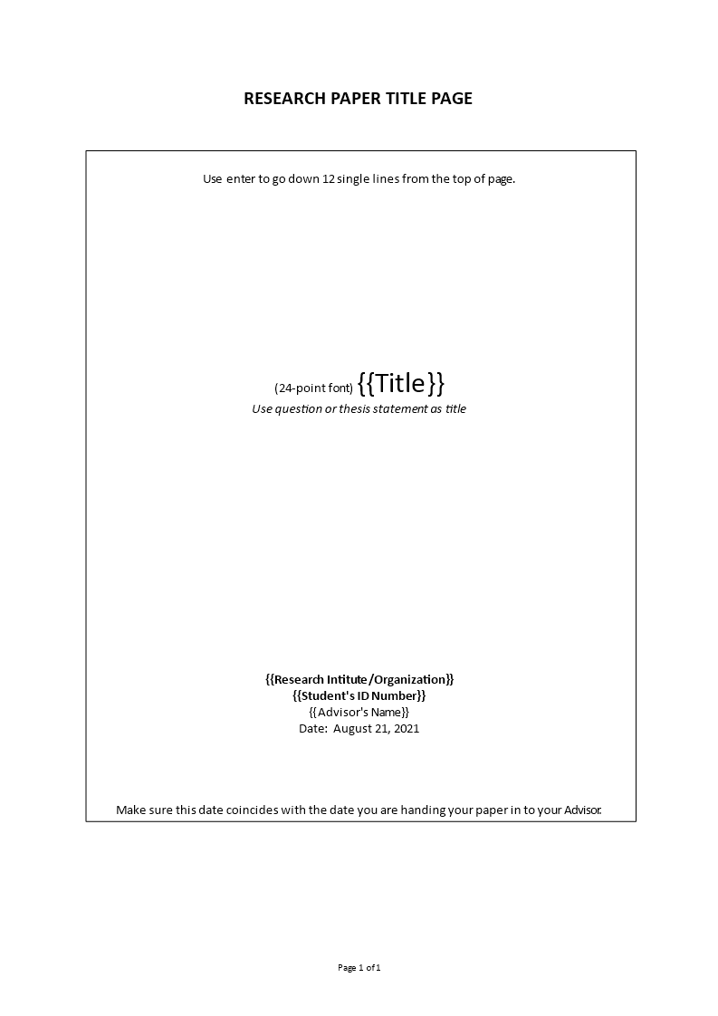research paper title page template