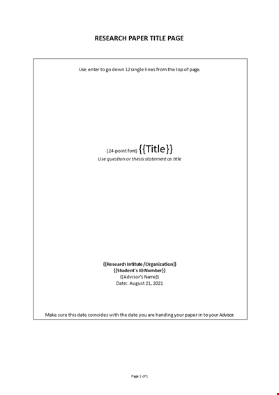 Research Paper Title Page