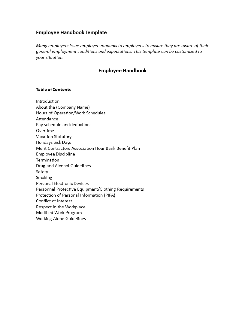 Employee Handbook Template