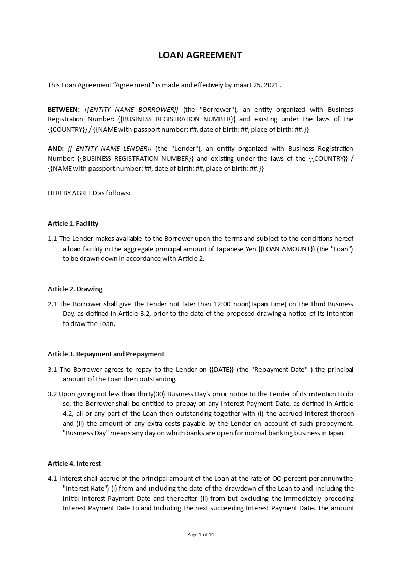 loan agreement template