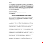 Narrative Scholarship Essay Sample example document template 