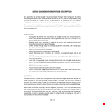 Eating Disorder Therapist Job Description example document template