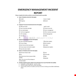 Emergency Management Incident Report example document template