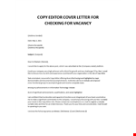 Copy Editor cover letter example document template