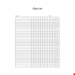 Class Roster Template for Teachers and Classes example document template