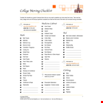 Ultimate Moving Checklist: College Move Information example document template