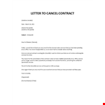 Letter to Cancel a Contract example document template