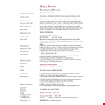 Corporate Receptionist example document template