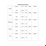 Weekly Workout Log Template example document template