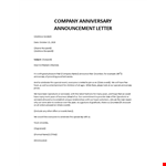 Company anniversary announcement invitation letter  example document template
