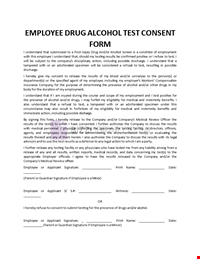 Employee Drug Alcohol Test Consent Form