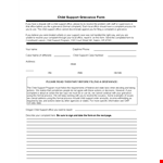 Office Child Support Agreement | Support & Grievance for Child example document template 