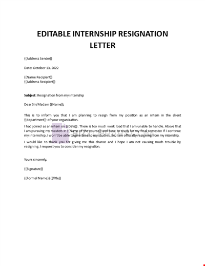 Internship Resignation Letters that You Can Edit