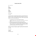 Teacher Cover Letter example document template