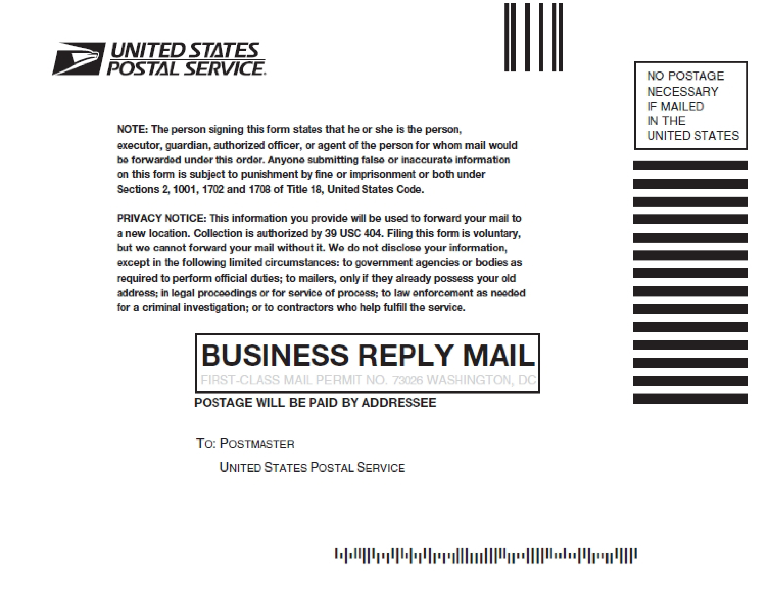 official mail forwarding change of address (ps form 3575) example