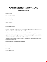 Warning letter to employee sample