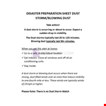Disaster Preparation Sheet Dust Storm example document template