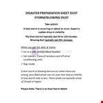 Disaster Preparation Sheet Dust Storm example document template 