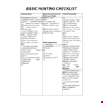 Hunting Camping Checklist example document template