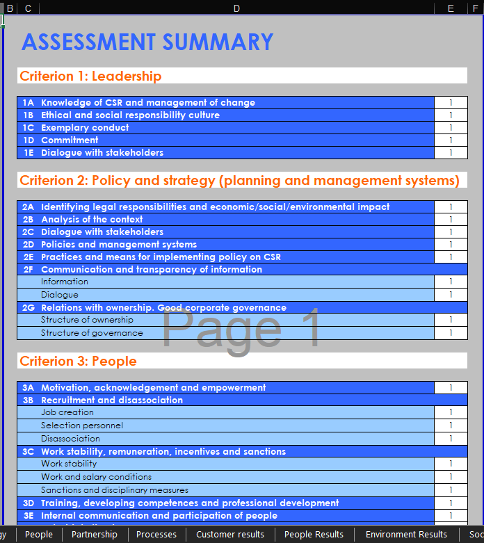 self-questionnaire excel template for organizational assessment sample