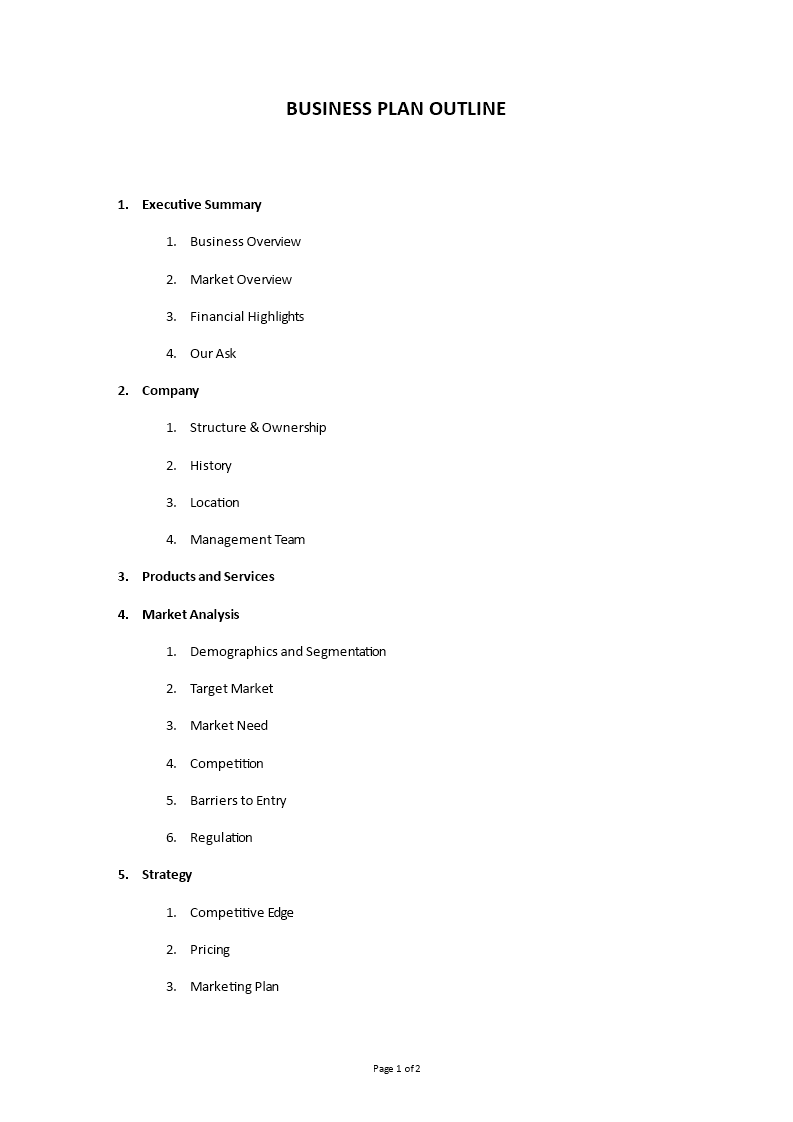 business plan outline Main Image business plan outline