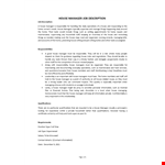House Manager Job Description example document template