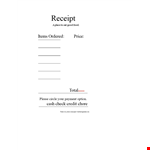 Restaurant Order Receipt example document template