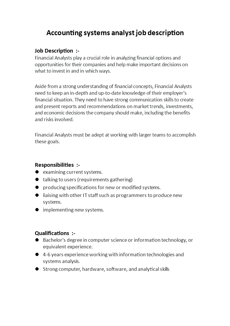system analyst job description