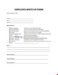 Write-up Form for Employees