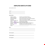 Write-up Form for Employees example document template