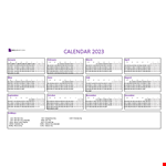 Calendar 2023 Excel example document template