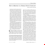 File a Formal Medical Complaint Letter about Patient-Physician Complaints example document template 