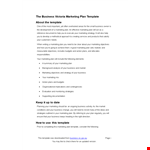 Create an Effective Marketing Plan with Our Template | Business Guidance example document template