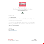 Effective Immediately: Price Increase Letter for Expocrete Centre example document template