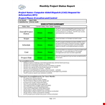Project Monthly example document template 
