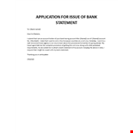 Application for issue of bank statement example document template