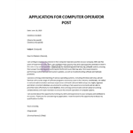 Application for Computer Operator Post example document template